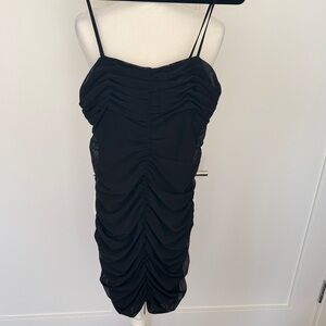 Lagence Karly Mini Ruched Dress Elegant Black Size Medium NEW with Tagd